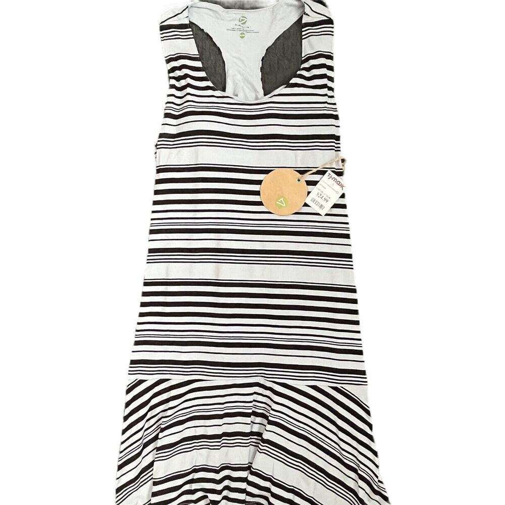 Dakini Athletic Sporty Dress XL Gray & Black Striped Comfort Athleisure Beach